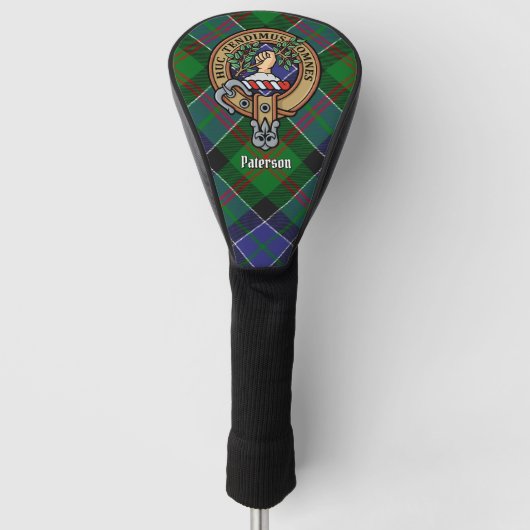 Clan Paterson Crest over Tartan Golfheadcover (Voorkant)