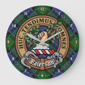 Clan Paterson Crest over Tartan Grote Klok (Voorkant)