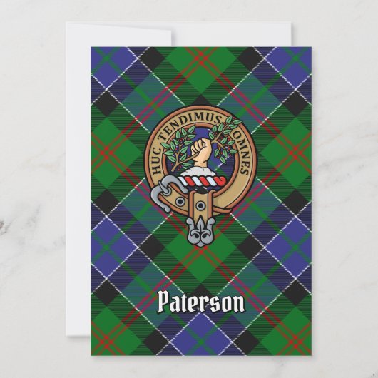 Clan Paterson Crest over Tartan Kaart (Achterkant)