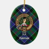 Clan Paterson Crest over Tartan Keramisch Ornament (Voorkant)