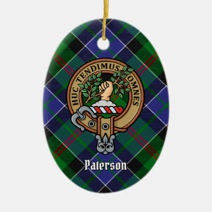Clan Paterson Crest over Tartan Keramisch Ornament