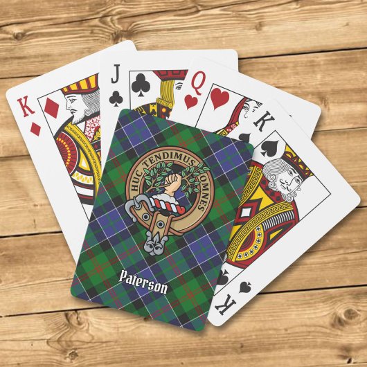 Clan Paterson Crest over Tartan Pokerkaarten