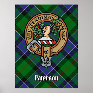 Clan Paterson Crest over Tartan Poster