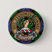 Clan Paterson Crest over Tartan Ronde Button 5,7 Cm (Voorkant)
