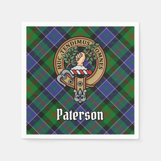 Clan Paterson Crest over Tartan Servet (Voorkant)
