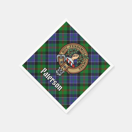 Clan Paterson Crest over Tartan Servet (Hoek)