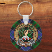 Clan Paterson Crest over Tartan Sleutelhanger (Voorkant)