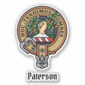 Clan Paterson Crest over Tartan Sticker (Voorkant)
