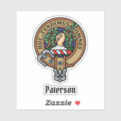 Clan Paterson Crest over Tartan Sticker (Vel)