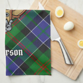 Clan Paterson Crest over Tartan Theedoek (Quarter Fold)