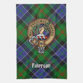 Clan Paterson Crest over Tartan Theedoek (Verticaal)