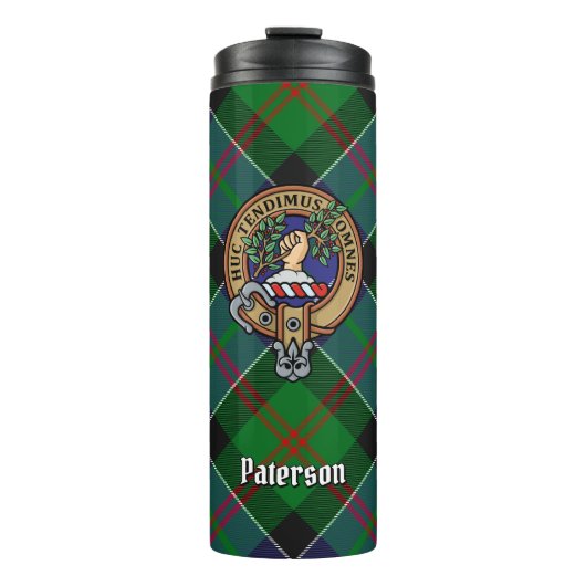 Clan Paterson Crest over Tartan Thermosbeker (Voorkant)