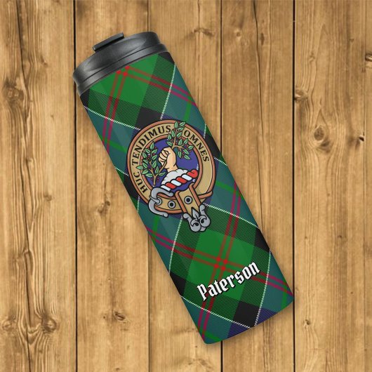 Clan Paterson Crest over Tartan Thermosbeker