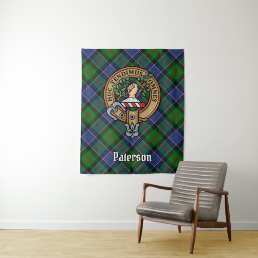 Clan Paterson Crest over Tartan Wandkleed (In situ)