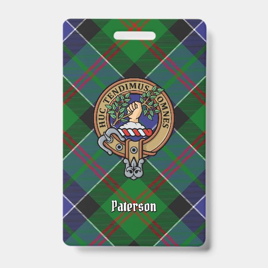 Clan Paterson Wapen over Tartan Badge (Voorzijde)