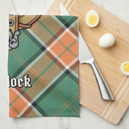 Clan Pollock Crest Kitchen Towel Theedoek (Quarter Fold)