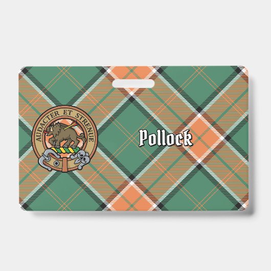 Clan Pollock Crest over tartan Badge (Voorzijde)