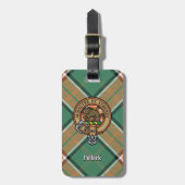 Clan Pollock Crest over Tartan Bagagelabel (Voorkant verticaal)