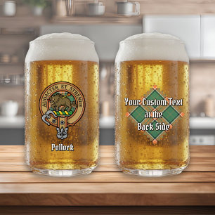 Clan Pollock Crest over Tartan Blikvorm Glas