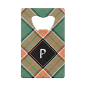 Clan Pollock Crest over Tartan Creditkaart Flessenopener (Voorkant)