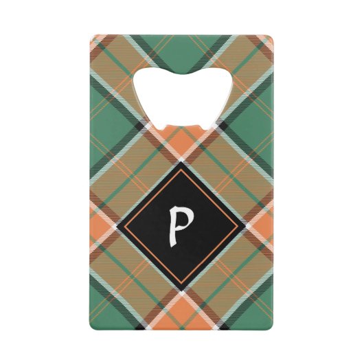 Clan Pollock Crest over Tartan Creditkaart Flessenopener (Voorkant)