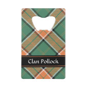 Clan Pollock Crest over Tartan Creditkaart Flessenopener (Achterkant)