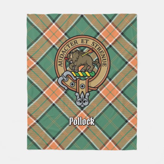 Clan Pollock Crest over Tartan Fleece Deken (Voorkant)