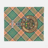 Clan Pollock Crest over Tartan Fleece Deken (Voorkant (Horizontaal))