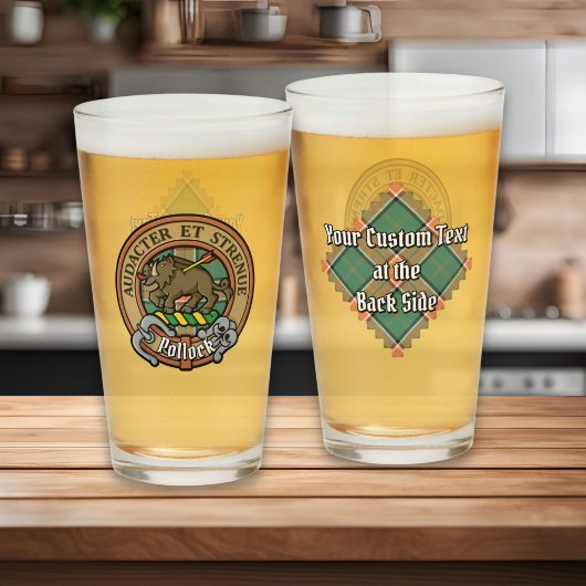 Clan Pollock Crest over Tartan Glas