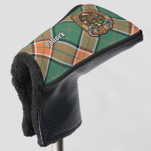 Clan Pollock Crest over Tartan Golfheadcover (3/4 voorkant)