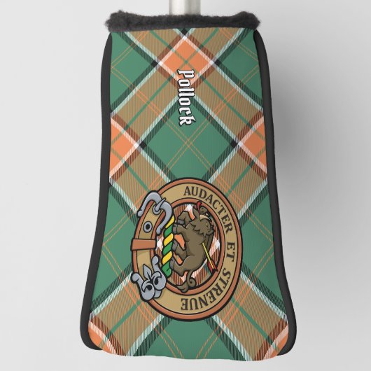 Clan Pollock Crest over Tartan Golfheadcover (Draai 90)