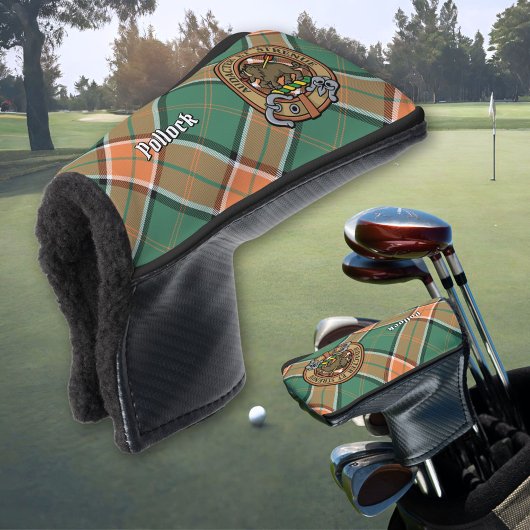 Clan Pollock Crest over Tartan Golfheadcover