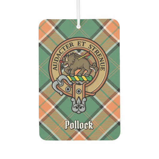 Clan Pollock Crest over Tartan Luchtverfrisser (Voorkant)