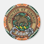 Clan Pollock Crest over Tartan Magneet (Voorkant)
