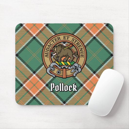 Clan Pollock Crest over Tartan Muismat (Met muis)