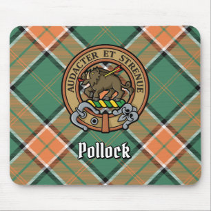 Clan Pollock Crest over Tartan Muismat