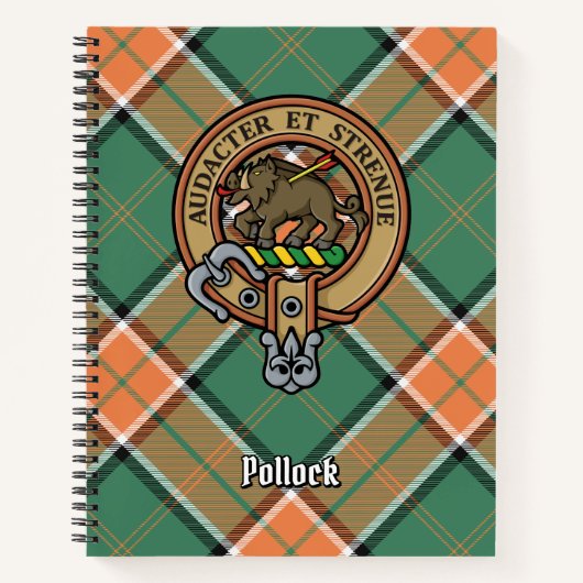 Clan Pollock Crest over Tartan Notitieboek (Voorkant)