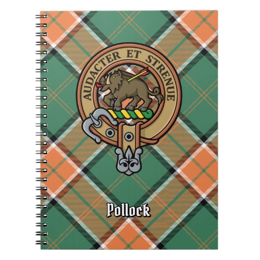 Clan Pollock Crest over Tartan Notitieboek (Voorkant)