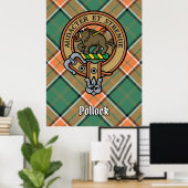 Clan Pollock Crest over Tartan Poster (Thuiskantoor)