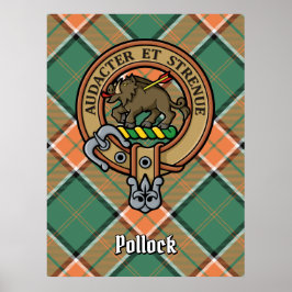 Clan Pollock Crest over Tartan Poster