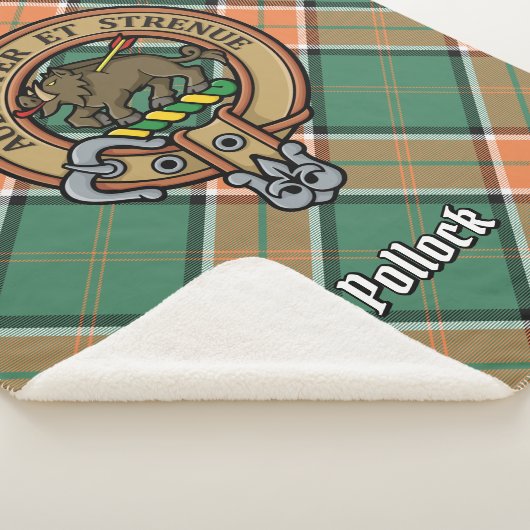 Clan Pollock Crest over Tartan Sherpa Deken (3/4)