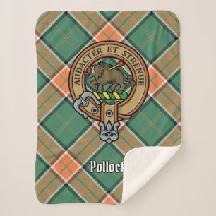 Clan Pollock Crest over Tartan Sherpa Deken