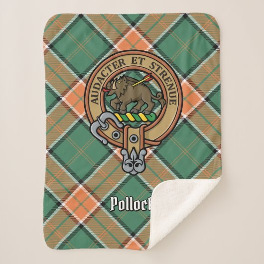 Clan Pollock Crest over Tartan Sherpa Deken (Voorkant)