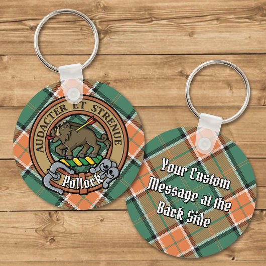 Clan Pollock Crest over Tartan Sleutelhanger