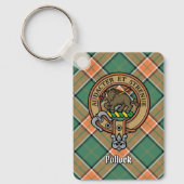 Clan Pollock Crest over Tartan Sleutelhanger (Voorkant)