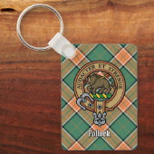 Clan Pollock Crest over Tartan Sleutelhanger (Voorkant)