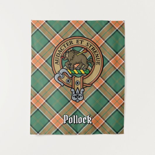 Clan Pollock Crest over Tartan Wandkleed (Voorkant)