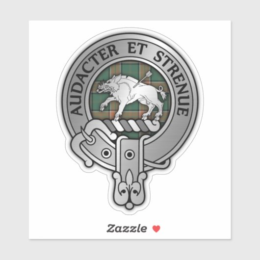 Clan Pollock Crest & Tartan Sticker (Vel)