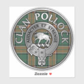 Clan Pollock Crest & Tartan Sticker (Vel)