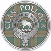 Clan Pollock Crest & Tartan Sticker (Voorkant)
